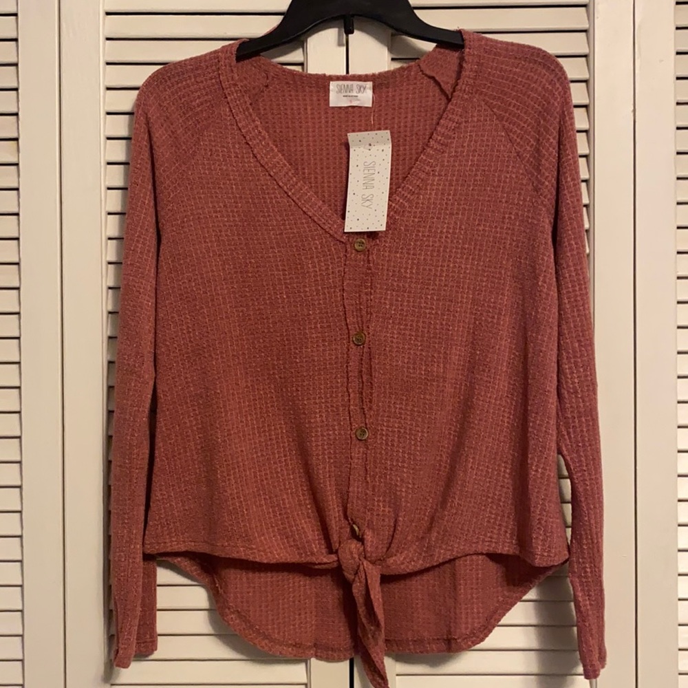 Women’s Long Sleeve Waffle Sweater